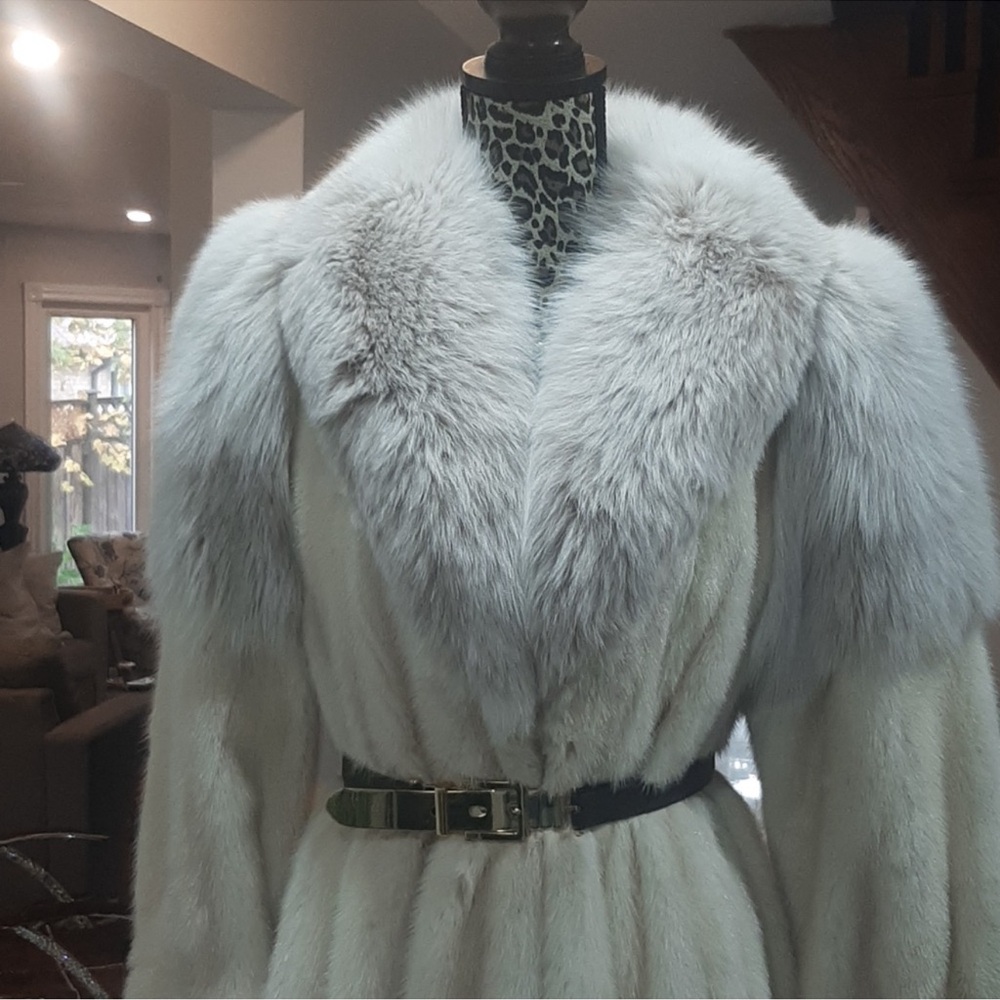 Mink/Fox White Fur Coat